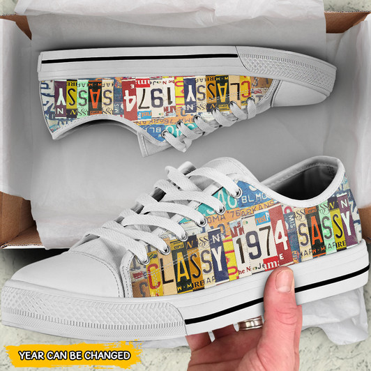 Personalized Birthday Gift 1974 Classy Sassy Low Top Shoes Personalized Birthday Gift 1974 Classy Sassy Low Top Shoes