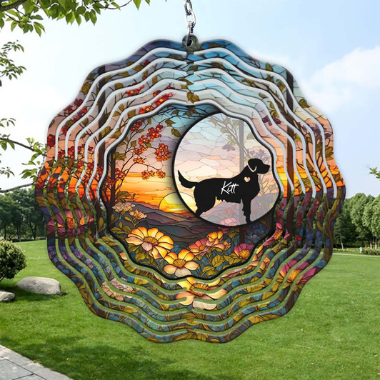 Personalized Dog Lovers Stained Glass Wind Spinner Home Decor Personalized Dog Lovers Stained Glass Wind Spinner Home Decor