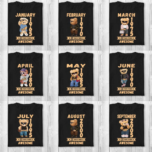 (Ship next day) For 2025 Personalized Shirt Years Of Being Awesome Custom Cute Bear (Ship next day) For 2025 Personalized Shirt Years Of Being Awesome Custom Cute Bear