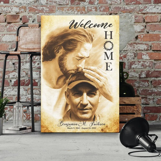 Personalized Memorial Canvas Welcome Home Jesus Canvas God Sympathy Gift
