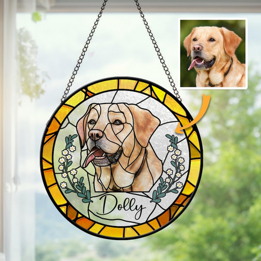 Personalized Dog Lover Stained Glass Suncatcher Custom Your Pet Portrait Personalized Dog Lover Stained Glass Suncatcher Custom Your Pet Portrait