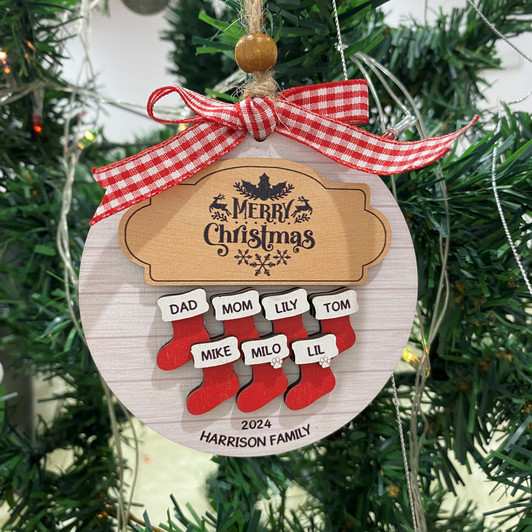 Personalized Wooden Family Christmas Ornament Christmas Socks Personalized Wooden Family Christmas Ornament Christmas Socks