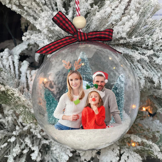 Custom Snow Ball  Family Acrylic  Ornament