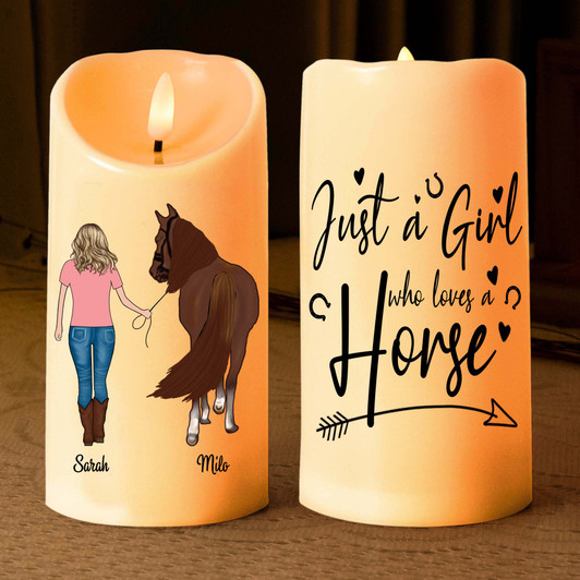 Personalized Gift for Horse Lovers Custom Girl and Horse Led Candle Personalized Gift for Horse Lovers Custom Girl and Horse Led Candle