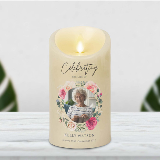 Celebrating Memorial Gift Photo Upload Led Candle, Personalized Sympathy Family Gift Celebrating Memorial Gift Photo Upload Led Candle, Personalized Sympathy Family Gift