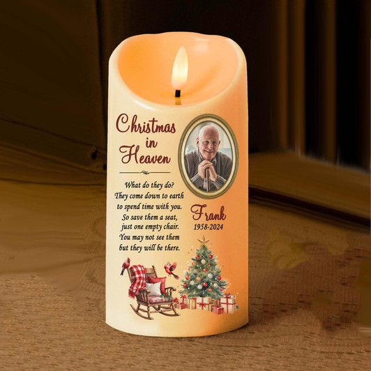 Personalized Custom Photo Memorial Led Candle Christmas in Heaven Personalized Custom Photo Memorial Led Candle Christmas in Heaven