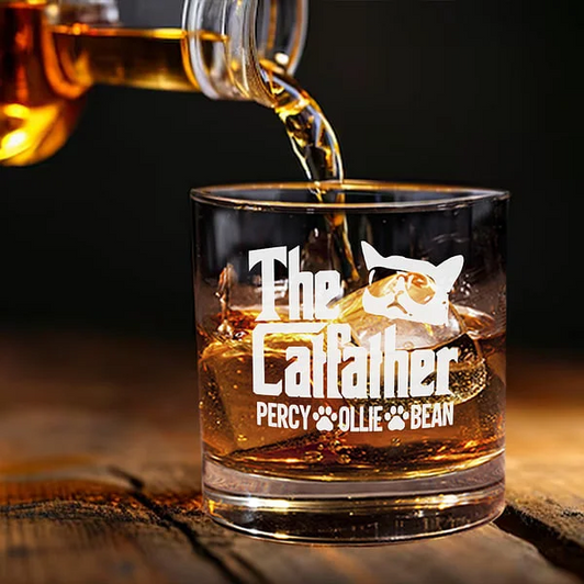 Personalized Cat Father Whiskey Glass, Gift for Cat Lovers Personalized Cat Father Whiskey Glass, Gift for Cat Lovers