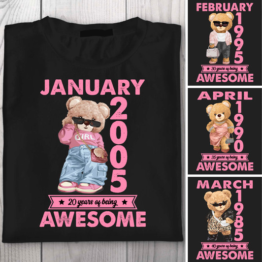 Personalized Shirt Years Of Being Awesome Pink Version Custom Cute Bear Personalized Shirt Years Of Being Awesome Pink Version Custom Cute Bear