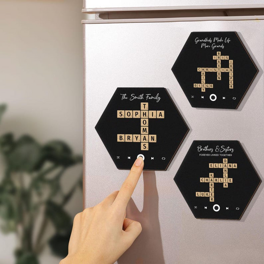 Personalized Music Fridge Magnet Family Member Crossword Art Custom Music Song Personalized Music Fridge Magnet Family Member Crossword Art Custom Music Song