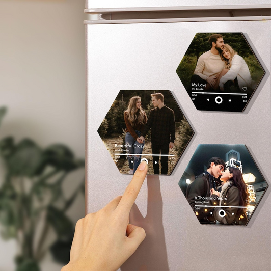 Personalized Music Fridge Magnet Hexagon Shape Couple Gift