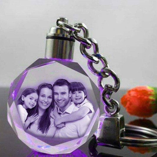 Personalized Led Crystal Keychain Laser Engraved with Your Photo