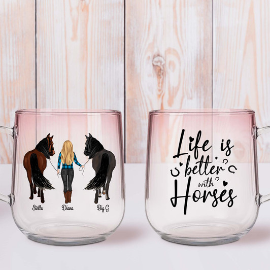 Personalized Girl With Horse Gradient Glass Water Personalized Girl With Horse Gradient Glass Water