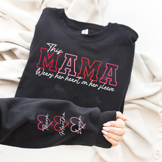 Personalized Mother's Day Custom Gift Kids Names Printed Sleeve Sweatshirt Personalized Mother's Day Custom Gift Kids Names Printed Sleeve Sweatshirt