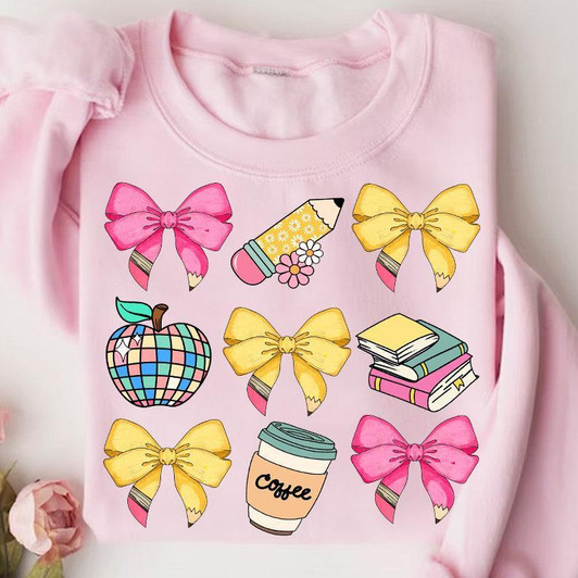 Back to School Gift Colorful Coquette Bow Shirt Back to School Gift Colorful Coquette Bow Shirt