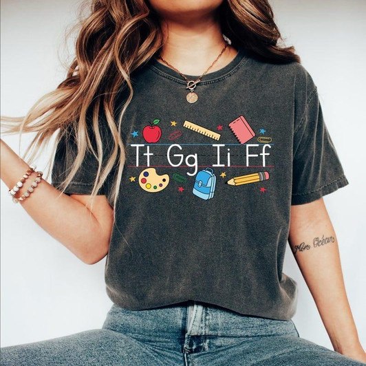 Back to School Teacher Alphabet Comfort Colors Shirt Back to School Teacher Alphabet Comfort Colors Shirt