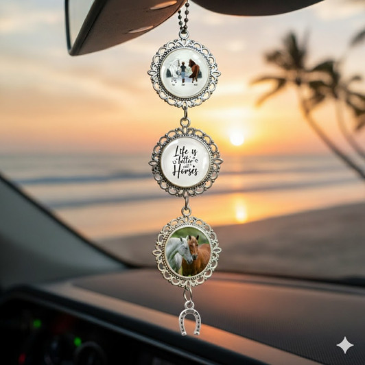 Personalized Girl With Horses Car Charm Gift for Horse Lovers