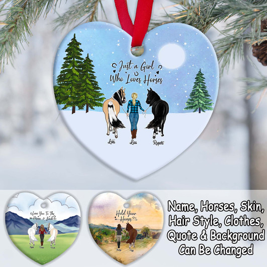 Personalised Horse Ornament - Girl with horse (Heart  version) Personalised Horse Ornament - Girl with horse (Heart  version)