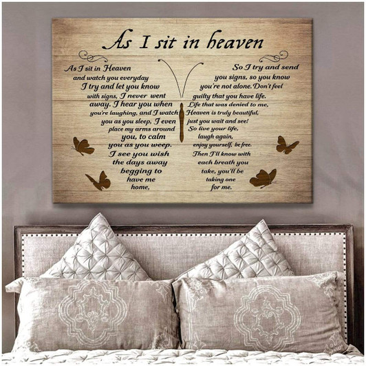Sympathy Gift As I Sit In Heaven Butterfly Memorial Canvas Sympathy Gift As I Sit In Heaven Butterfly Memorial Canvas