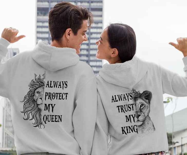 King Queen Hoodie Set Gift for Couple 