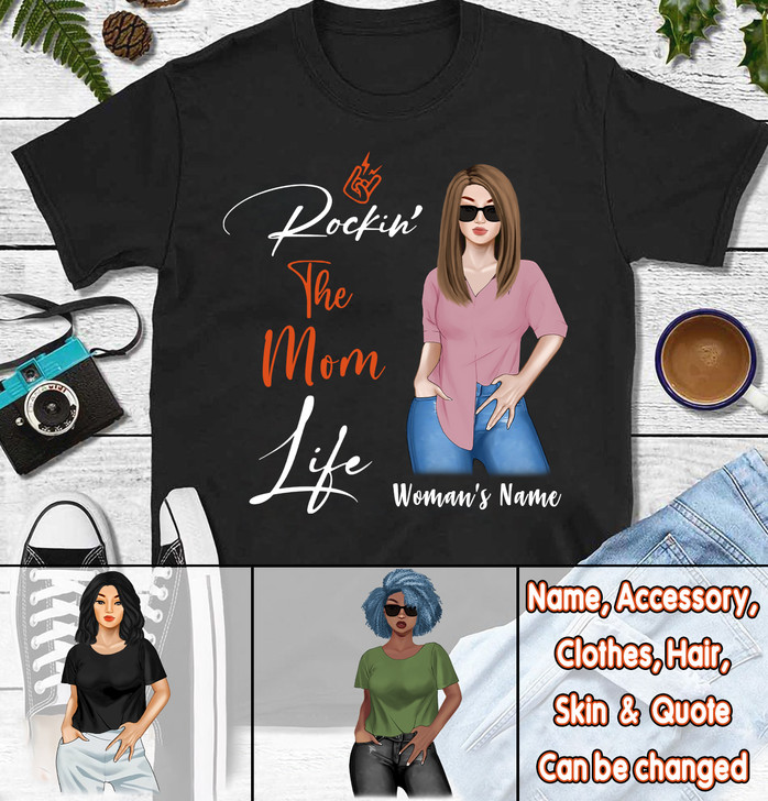 Personalized Gift For Mom, Rocking The Mom Life Shirt
