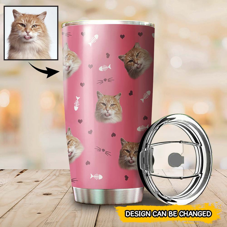 Customized Gift For Cat Lover Cat Face Tumbler Cup 20oz