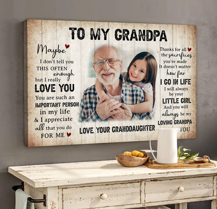 Personalized Gift For Granpa From Granddaughter Vintage Canvas Home Decor