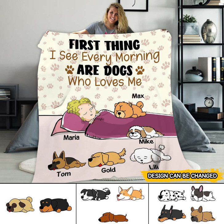 Personalized Gift for Dog Lover I See Every Morning Are Dogs Blanket
