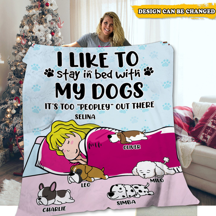 Personalized Gift for Dog Lover, Girl and Dog Sleep Blanket