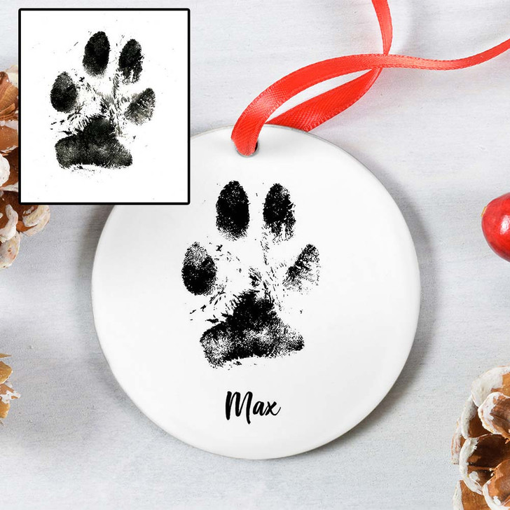 Custom Paw Print Ornament, Actual Dog Paw Print Ornament