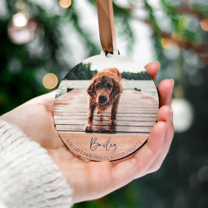 Personalized Dog Memorial Ornament Custom Photo Of Your Pet, Dog Lover Memorial Gift