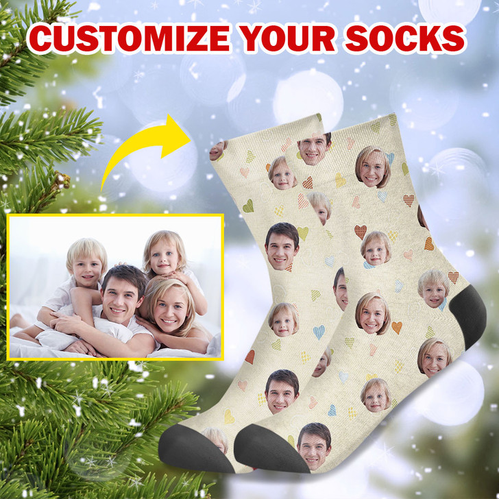 Personalized Face Photo Socks, Best Gift For Family