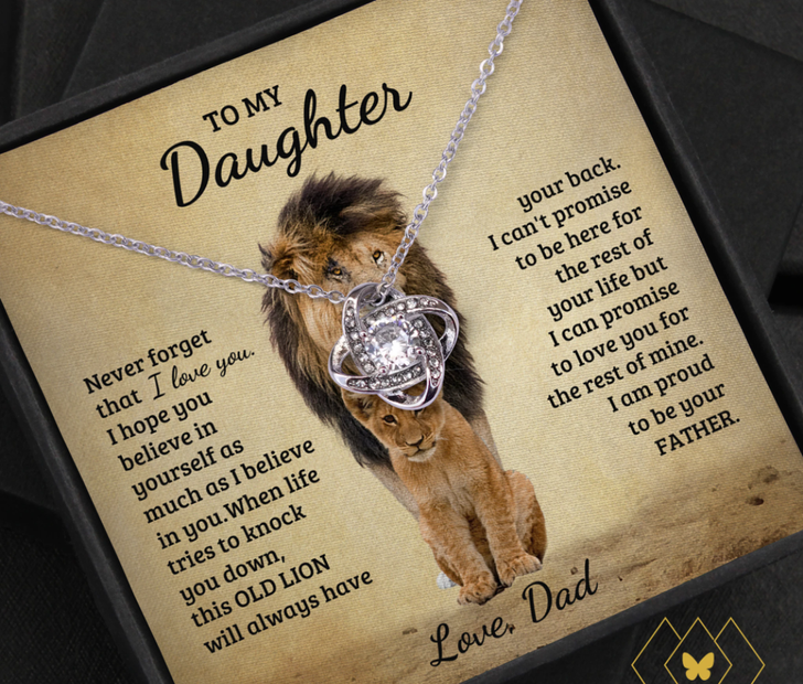 Gift For Daughter Necklace From Dad Lion, Earrings For Daughter Jewerly