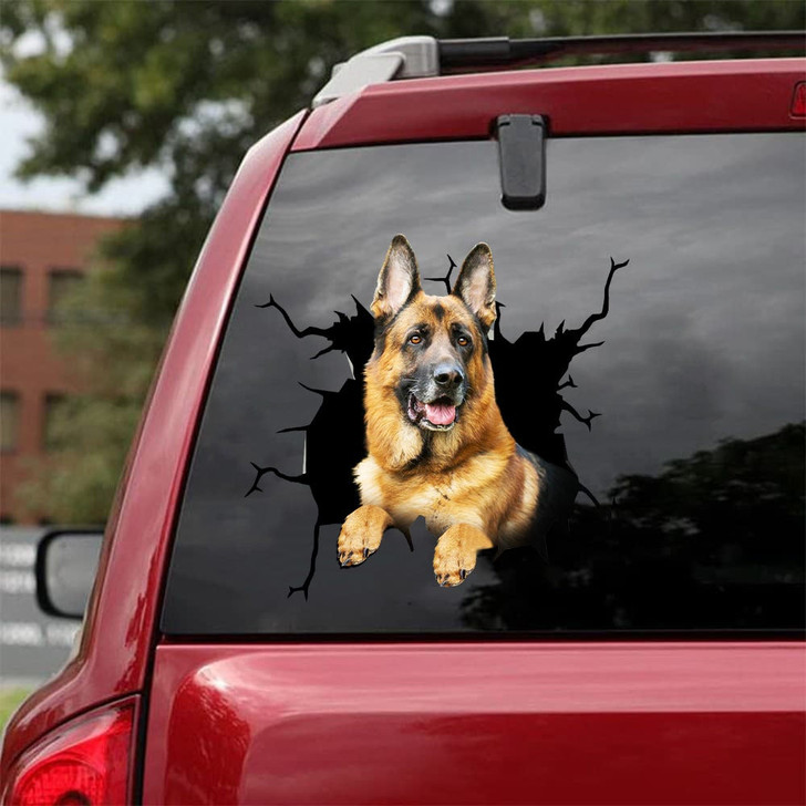 German Shepherd Crack Dog Sticker Cute Funny Car Decal