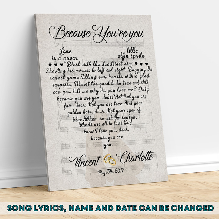 Personalized Wedding Anniversary Gift Romantic Lyric Song Canvas