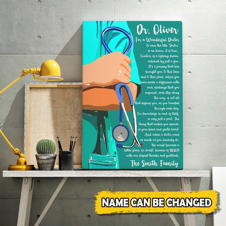 Personalized Gift For Doctor, Canvas Wall Art With Sender's Name