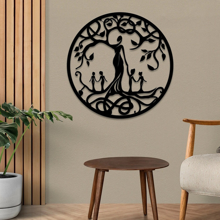 Gift For Mom, Gift For Grandma Mother And Children Tree Of Life Metal Sign (Up To 6 Children)