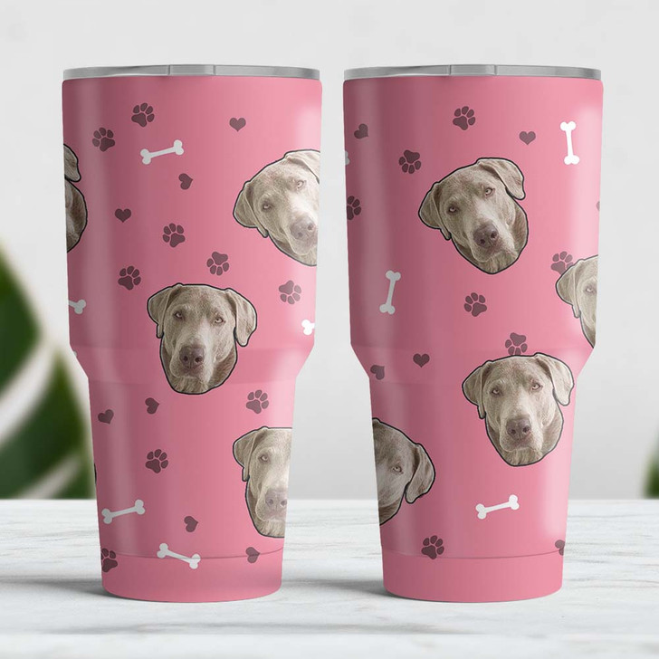 Gift For Dog Lover  Personalized Dog Face Tumbler 30oz