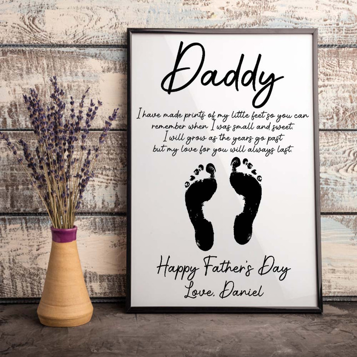 Feet Fingerprint Happy Father's Day Unframed Poster, Personalized Gift For Daddy