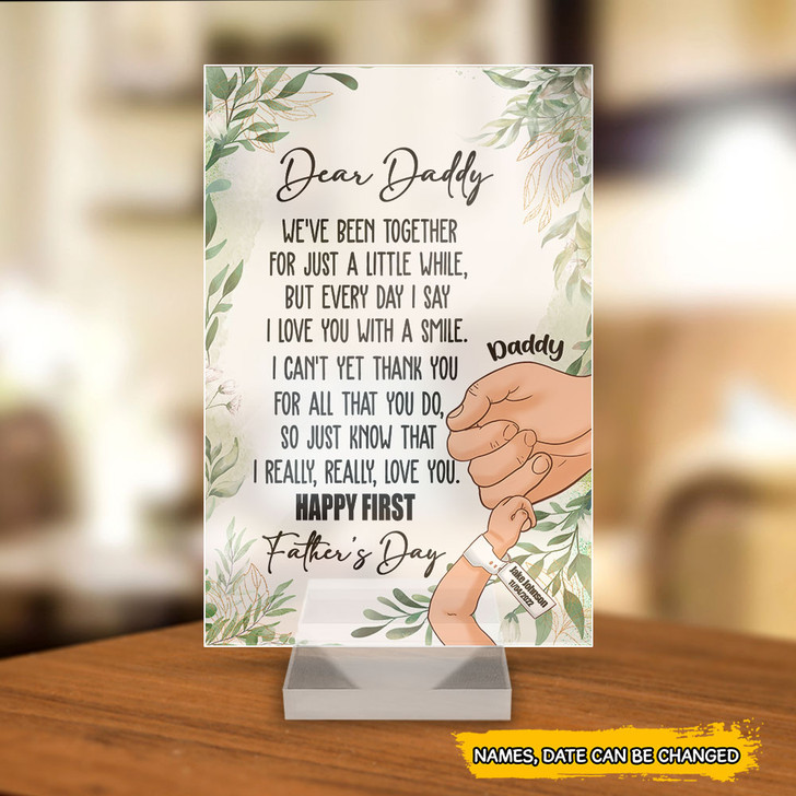 Customized Gift For Dad, Dad and Child Hand  Acrylic Plaque