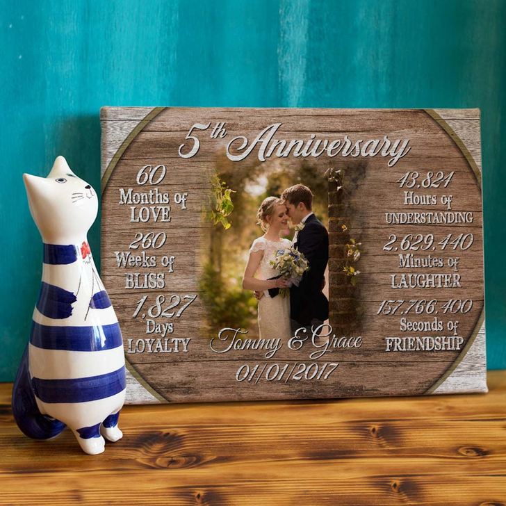 Customized 5th Anniversary For Couple Canvas