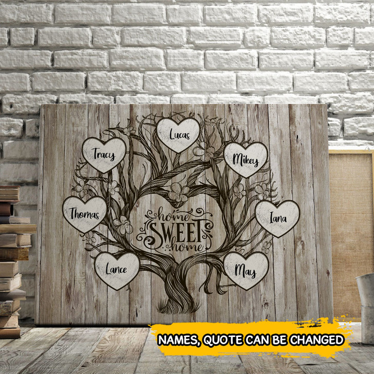 Customized Family Tree Heart Shape Canvas