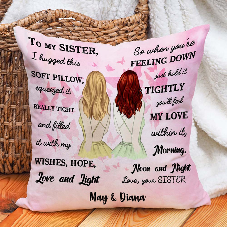 Customized To My Sister Love And Light Pillow, Gift For Sisters