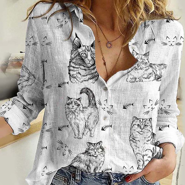 Best Gift For Cats Lovers, Long Haired Cat Casual Shirt