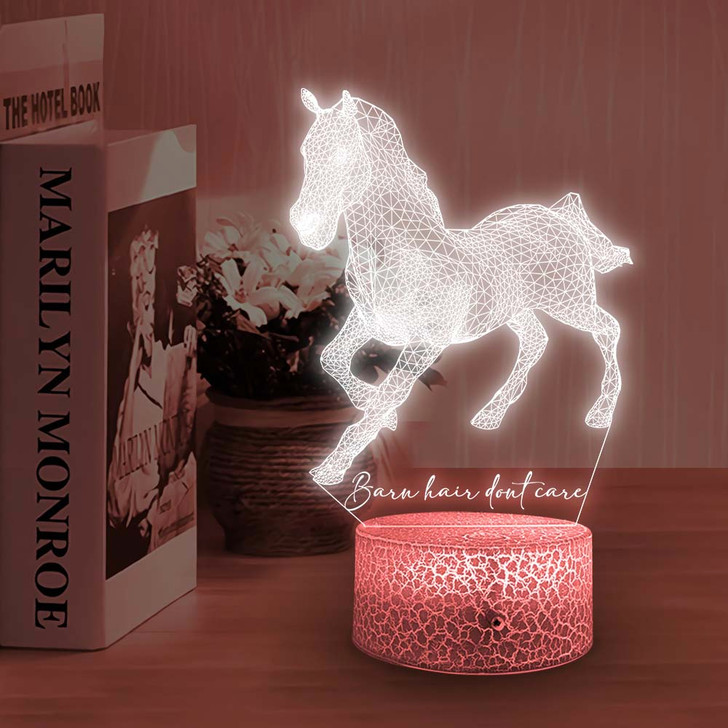 Horse Led Lights Table Lamp Barn Hair Don't Care, Gift For Horse Lovers