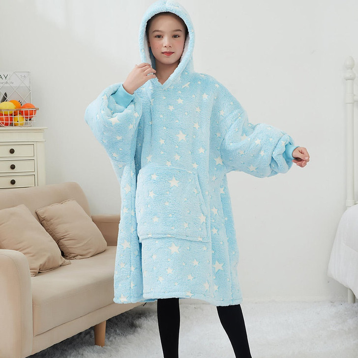 Best Gift for Daughter or Son From Parents, Grandparents, Blue Luminous Oversized Soft Warm Hoodie Blanket