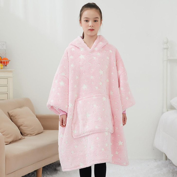 Best Gift for Daughter or Son From Parents, Grandparents, Pink Star Oversized Soft Warm Hoodie Blanket