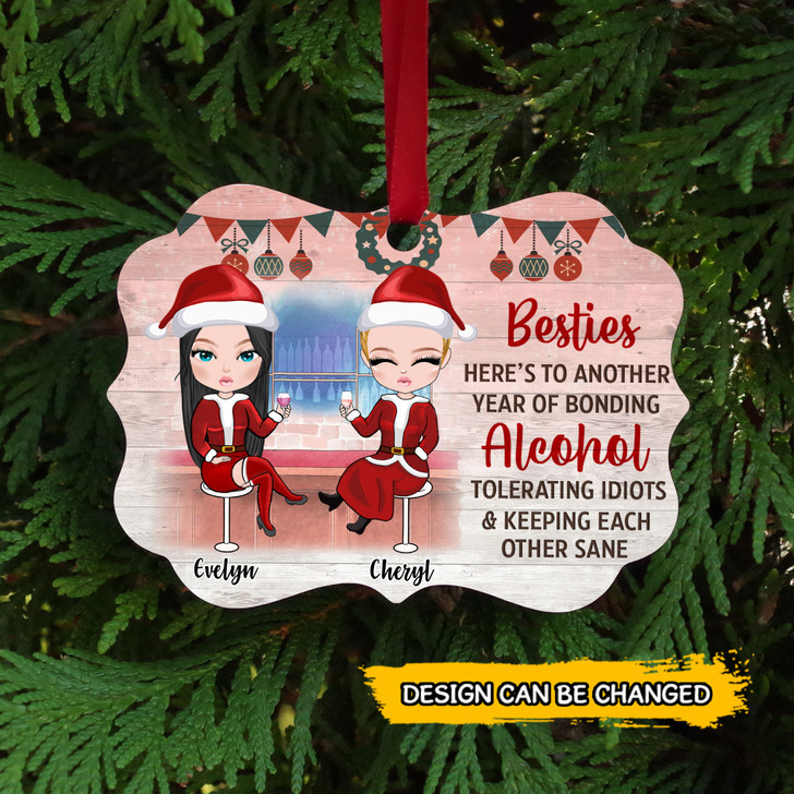 Customized Christmas Gift for Friends and Sisters, Besties Alcohol Ornament