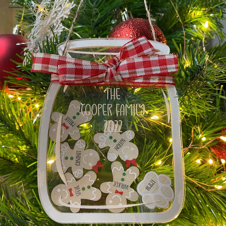 Personalized Gingerbread Mason Jar Ornament With Custom Name