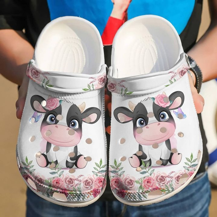Clogs Cute Cow Pink Floral Themed Slipper