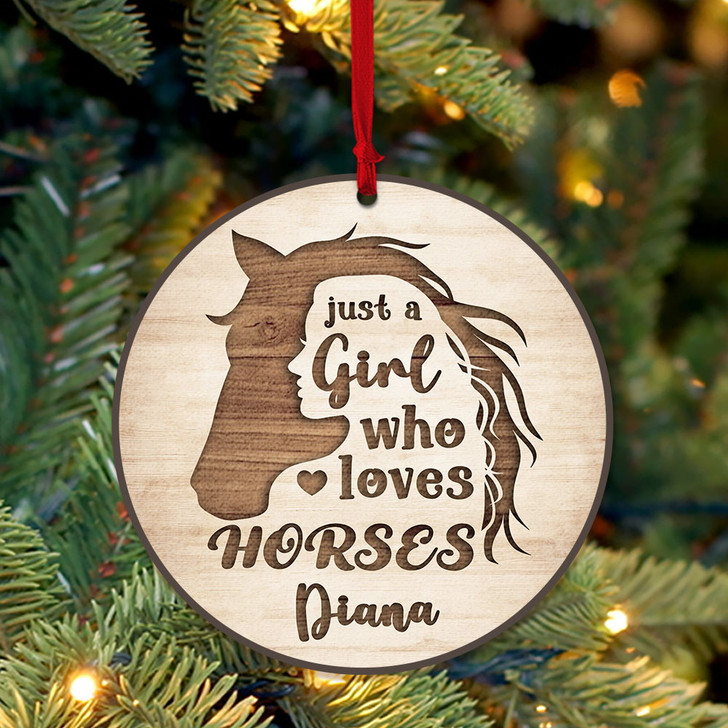 Personalized Gift For Horse Lovers Just A Girl Who Loves Horses Wooden Ornament